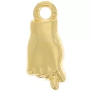 Breloque main Figa amulette - 15x7 mm - Doré à l'or fin x1