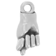 Breloque main Figa amulette - 15x7 mm - Placage Argent fin vieilli x1