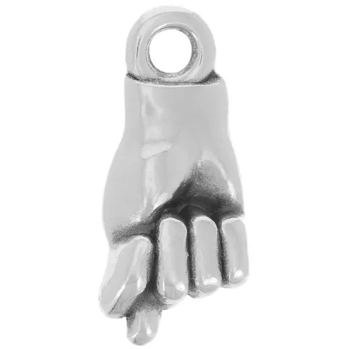 Breloque main Figa amulette - 15x7 mm - Placage Argent fin vieilli x1