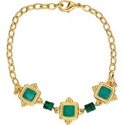 Intercalaire carré ethnique 15 mm - résine époxy - Doré à l'or fin - Prune nacré