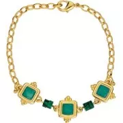 Intercalaire carré ethnique 15 mm - résine époxy - Doré à l'or fin - Blanc x1