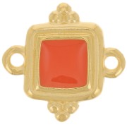 Intercalaire carré ethnique 15 mm - résine époxy - Doré à l'or fin - Hyacinth x1