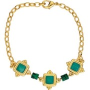 Intercalaire carré ethnique 15 mm - résine époxy vitrail - Doré à l'or fin - Bleu