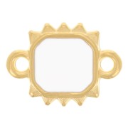 Intercalaire soleil rectangle 14x10 mm résine époxy - Doré à l'or fin - Blanc x1