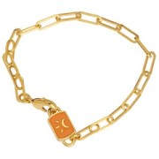 Intercalaire rectangle 16x7mm motif lune & résine époxy - Doré à l'or fin - Saumon