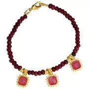 Breloque soleil octogonal 12x10 mm - résine époxy - Doré à l'or fin - Prune nacré