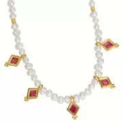 Breloque losange 17x9 mm avec résine époxy - Doré à l'or fin - Hyacinth x1