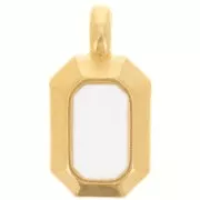 Pendentif rectangle 18x10 mm avec résine époxy - Doré à l'or fin - Blanc x1