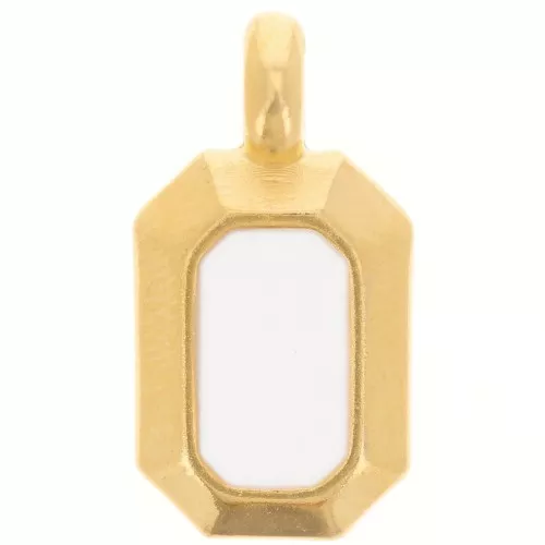Pendentif rectangle 18x10 mm avec résine époxy - Doré à l'or fin - Blanc x1