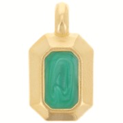 Pendentif rectangle 18x10 mm avec résine époxy - Doré à l'or fin - Vert nacré x1