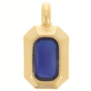 Pendentif rectangle 18x10mm résine époxy effet vitrail - Doré à l'or fin - Bleu x1|raw }}