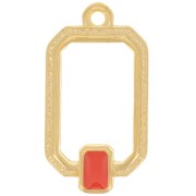 Pendentif rectangle évidé 22x12 mm résine époxy - Doré à l'or fin - Hyacinth x1