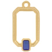 Pendentif rectangle évidé 22x12mm résine époxy vitrail - Doré à l'or fin - Bleu x1|raw }}