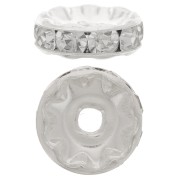 Perle rondelle Strass 10 mm - Argenté - Crystal x1