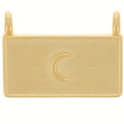 Pendentif rectangle 16x21.5 mm - motif lune - Doré à l'or fin x1|raw }}