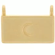 Pendentif rectangle 16x21.5 mm - motif lune - Doré à l'or fin x1
