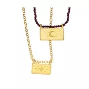 Pendentif rectangle 13.5x17 mm - motif étoile - Doré à l'or fin x1