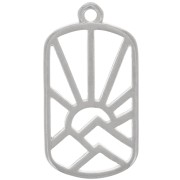 Pendentif rectangle 25x13.5 mm - soleil et montagnes - Placage Argent fin vieilli|raw }}