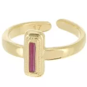 Bague rectangle avec résine époxy - Taille 53 - Doré à l'or fin - Prune nacré