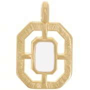 Pendentif octogone texturé 21x13 mm résine époxy - Doré à l'or fin - Blanc x1|raw }}