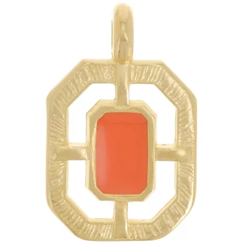 Pendentif octogone texturé 21x13 mm résine époxy - Doré à l'or fin - Hyacinth x1