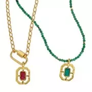 Pendentif octogone texturé 21x13 mm résine époxy - Doré à l'or fin - Hyacinth x1