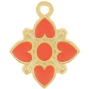 Pendentif fleur 17.5x14mm motif coeur résine époxy - Doré à l'or fin - Hyacinth x1