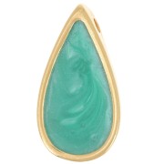 Pendentif goutte 17x9 mm résine époxy - Doré à l'or fin - Vert nacré x1