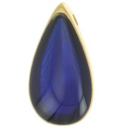 Pendentif goutte 17x9 mm résine époxy effet vitrail - Doré à l'or fin - Bleu x1|raw }}
