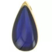 Pendentif goutte 17x9 mm résine époxy effet vitrail - Doré à l'or fin - Bleu x1