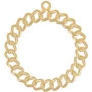 Pendentif rond effet chaîne gourmette 29 mm - Doré à l'or fin x1|raw }}