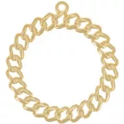 Pendentif rond effet chaîne gourmette 29 mm - Doré à l'or fin x1