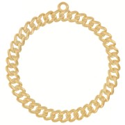 Pendentif rond effet chaîne gourmette 44 mm - Doré à l'or fin x1|raw }}