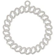 Pendentif rond effet chaîne gourmette 29 mm - Placage Argent fin x1|raw }}