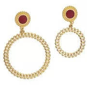 Pendentif rond effet chaîne gourmette 29 mm - Placage Argent fin x1