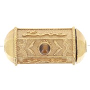 Perle cylindre exclu Perles&Co - pierre gemme 25x12 mm Doré Or fin - Oeil de tigre|raw }}