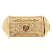 Perle cylindre exclu Perles&Co - pierre gemme 25x12 mm Doré Or fin - Oeil de tigre