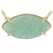 Pendentif navette 21x13 mm en pierre gemme - Doré à l'or fin - Amazonite x1