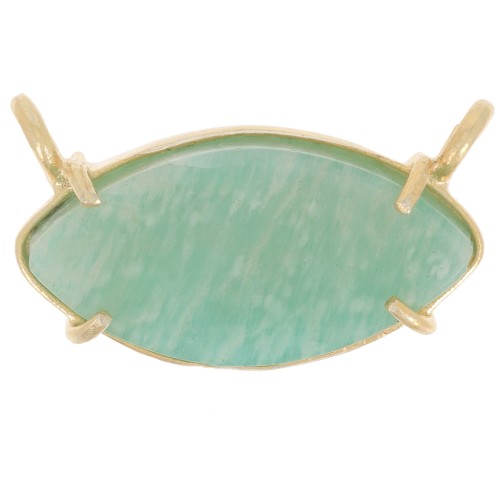 Pendentif navette 21x13 mm en pierre gemme - Doré à l'or fin - Amazonite x1
