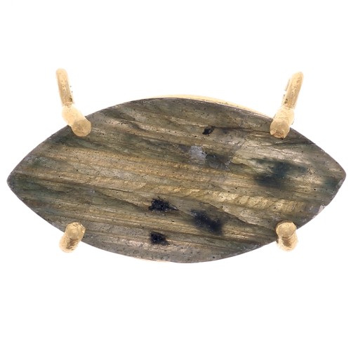 Pendentif navette   21x13 mm en pierre gemme - Doré à l'or fin - Labradorite x1