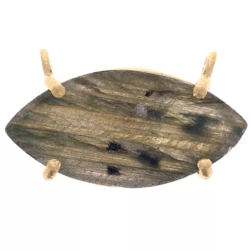Pendentif navette   21x13 mm en pierre gemme - Doré à l'or fin - Labradorite x1