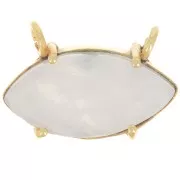 Pendentif navette   21x13 mm en pierre gemme - Doré à l'or fin - Pierre de lune x1