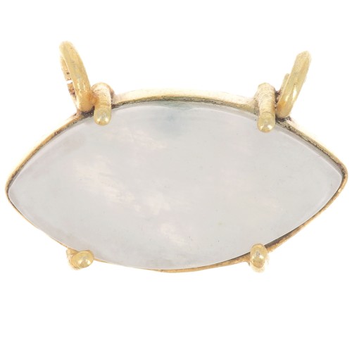 Pendentif navette   21x13 mm en pierre gemme - Doré à l'or fin - Pierre de lune x1