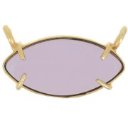 Pendentif navette  21x13 mm en verre - Doré à l'or fin - imitation Amethyste x1