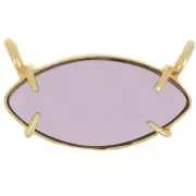 Pendentif navette  21x13 mm en verre - Doré à l'or fin - imitation Amethyste x1