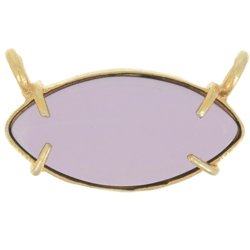 Pendentif navette  21x13 mm en verre - Doré à l'or fin - imitation Amethyste x1