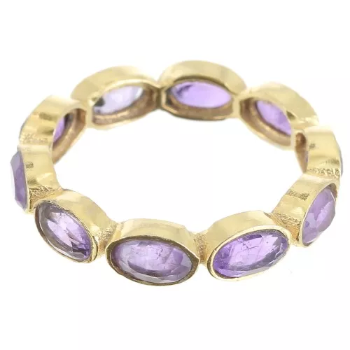 Bague fine en pierre gemme Amethyste - Taille 51 - Doré à l'or fin x1