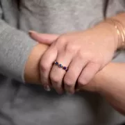 Bague fine en pierre gemme Lapis lazuli - Taille 53 - Doré à l'or fin x1