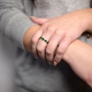 Bague fine en pierre gemme teintée Onyx vert - Taille 53 - Doré à l'or fin x1