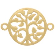 Intercalaire rond ajouré 13.5 mm - motif arbre de vie - Argent 925 Doré à l'or fin